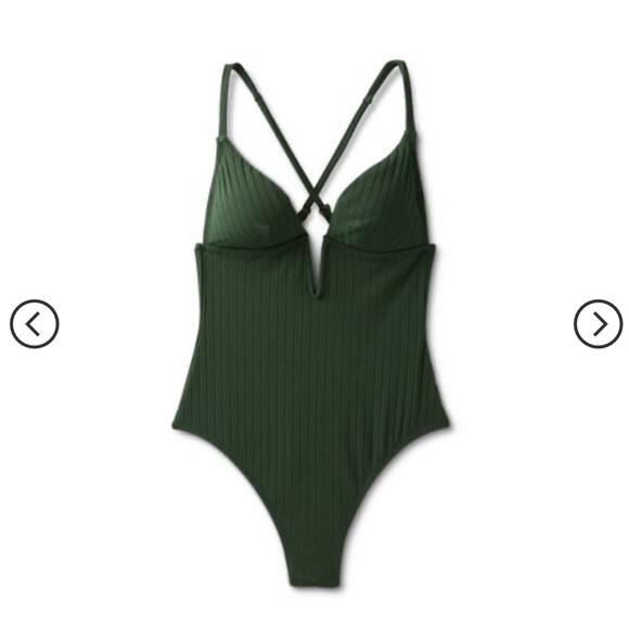 Shade and Shore Ribbed Plunge Front V-Wire One Piece Swimsuit - M - NWT - Picture 5 of 8